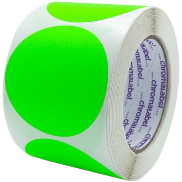 Etikett 2-tums runda avtagbara färgkodade prickklistermärken, 500 per rulle, mörkblå Fluorescent Green