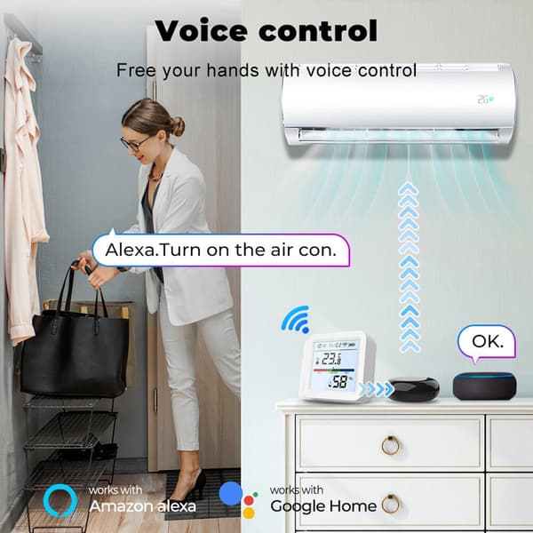 Smart WiFi Temperatur- og luftfuktighetsmåler Slitesterk Komfortabel temperatursensor for kontor og hjem