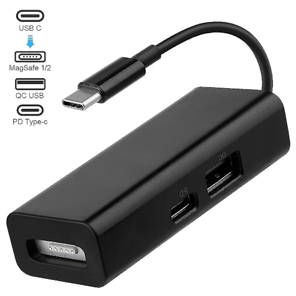 Usb-c Magsafe Adapter 3 i 1 Typ-c till Magsafe 1/2 Converter Adapter för Bärbara datorer Smartphones Black