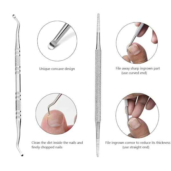 Pedikyr-set med nagelsax, nagelklippare, nagelfil Svart Sort