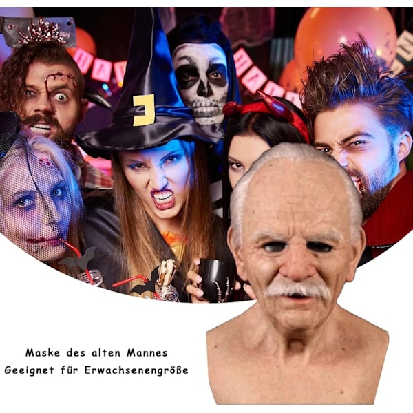 Halloween Latex Mask, Gammal Man Dekor Realistiska Masker B