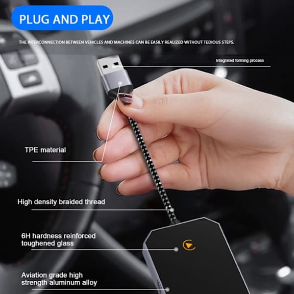 2-i-1 trådløs CarPlay og Android Auto-adapter