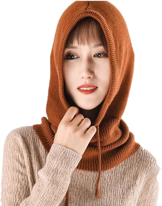Dame Balaclava Hue Vinter Kasmirstickad Hat Ski Mask Ski Hat Udendørs (Brun) Brown