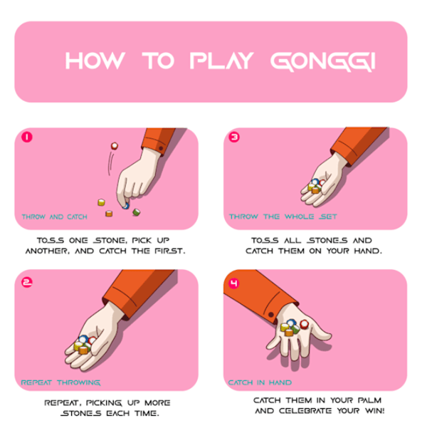 Koreansk Traditionell Gonggi-Spel – Stenfångningsspelset - Gonggi Stenkastningsspel Inspirerat av Squid Game 2 (5 st + Bas) triangle