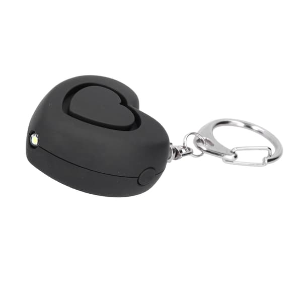 125dB selvforsvarsalarm LED-lys Anti-angreb Nødadvarsel hjerteform til ældre kvinder børn (sort) 0.3