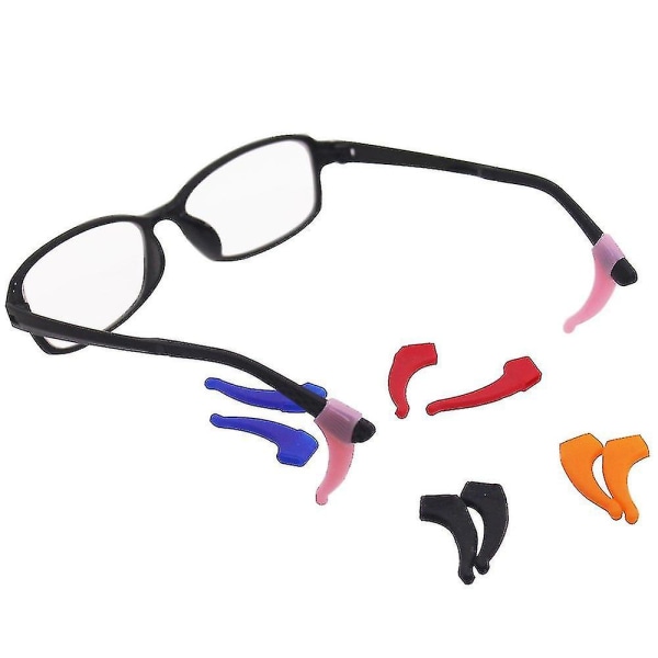6-pack halkfria silikonglasögonremmar med 6 par öronklämmor, sportglas för barn för vuxna
