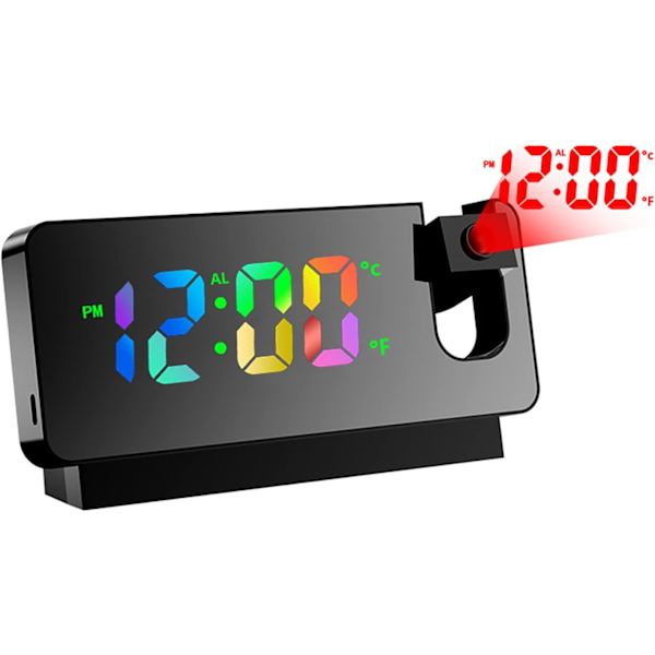 Digital Väckarklocka med Projektor, Takprojektor Väckarklocka, Smart Väckarklocka med Temperatur, Justerbar Ljusstyrka