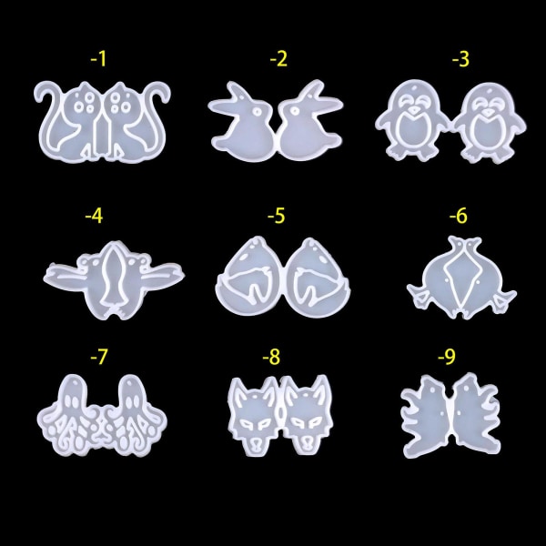 Silikonformar för örhängen i olika djurformer, epoxihartsformar för gör-det-själv-halsband Blue 3