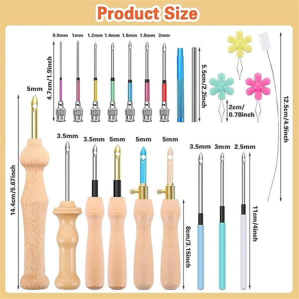 23 stk Punch Needle Kit, tre Punch Needle Sett Justerbar For Voksne Nybegynnerbroderi As Shown