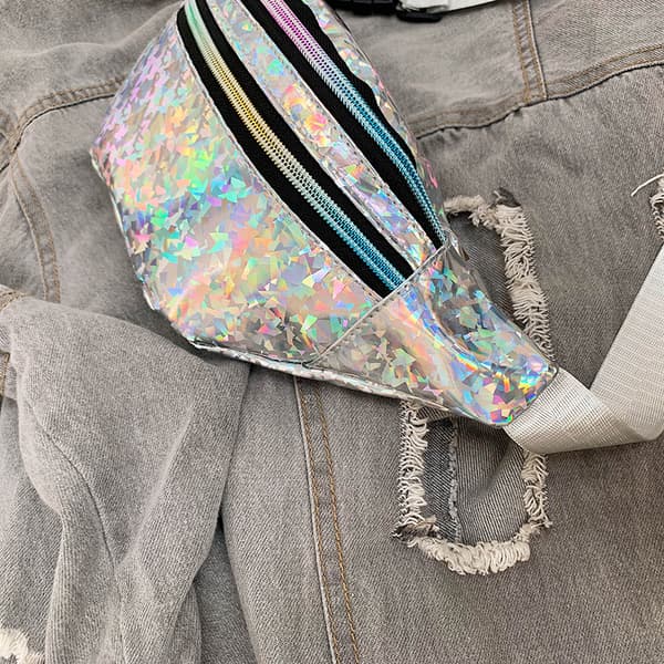 Fanny Pack til børn, glitter midjeväske Blanke tasker med justerbar