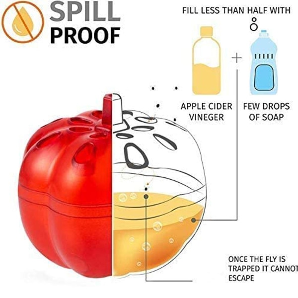 Fruktsflugefälla för kök, säker och giftfri flugfälla inomhus, 2 st