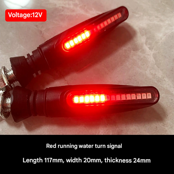 4 st Motorcykel Blinkers LED-lampor, LED12V Blinkers, Retrofit Tillbehörslampa Red water lamp