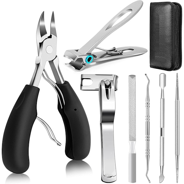 Pedikyr-set med nagelsax, nagelklippare, nagelfil Svart Sort