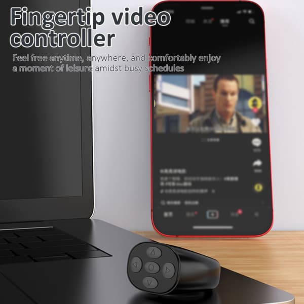 Trådløs Bluetooth-ring til fingerspidsrulning, fjernbetjening til telefonapp, sidevender Black