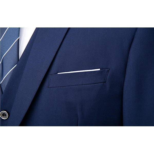 Herrar 3-delad Slim Fit Kostymset, Solid Jacka Väst Byxor Navy blue Navy blue 3XL