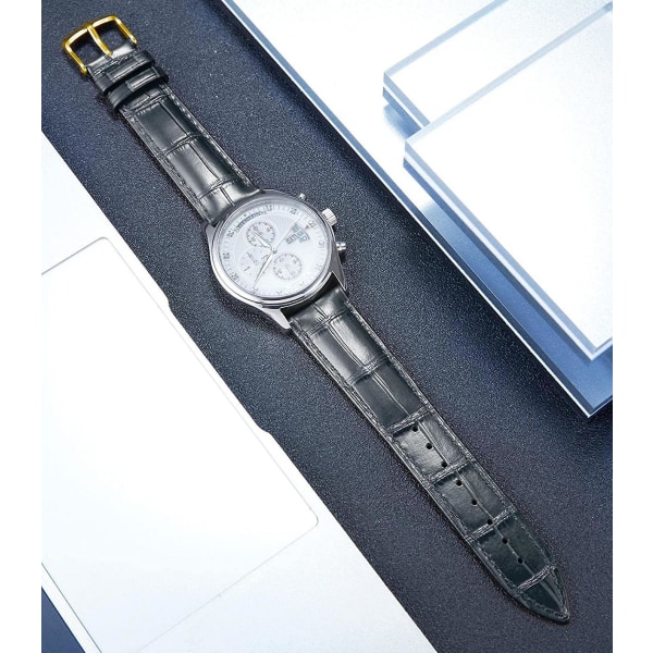 Aveki Genuine Leather Replacement Watch Band Multicolor Vattentät för män kvinnor, G-svart