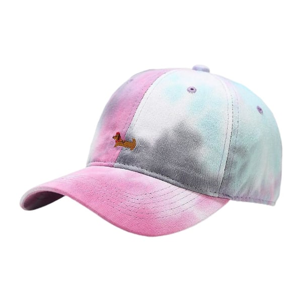 Unisex Harajuku Gradient Tie Dye Baseball Cap Söt Valp Hund Emb 3