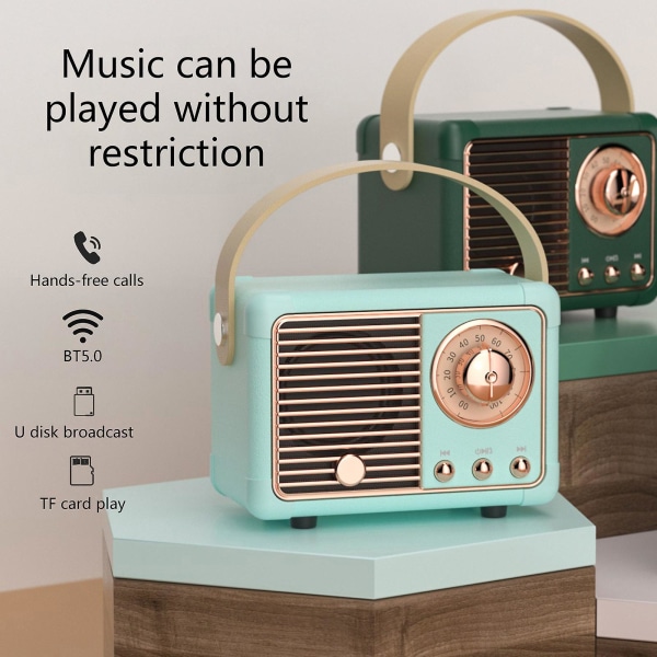 Hm11 Bärbar Musikspelare Mini Retro Uppladdningsbar Högtalare Radio Utomhus Resor Green