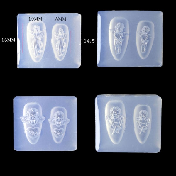 4 st 3d små ängel nagelkonst dekorationer epoxihartsform nagel