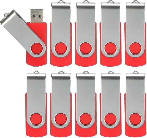 10-pack USB-minnen 2.0 - Vridbart minne - Hoppa enhet - Zip-enhet - hy 10 Pack Red 10 Pack Red 16GB