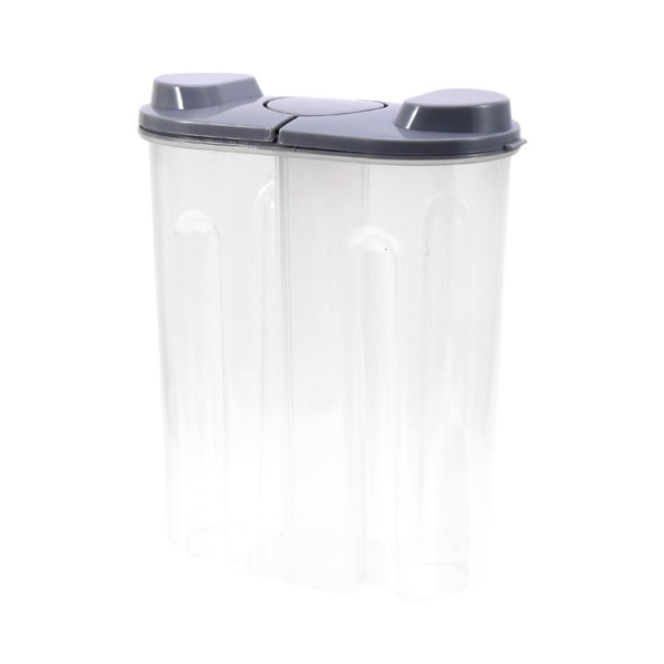 2500 ml 2-fack återanvändbar plastmatförvaringsbehållare med lock kylskåpsbehållare förseglade burkar för färska snacks kök spannmålsorganisatör för tank Gray