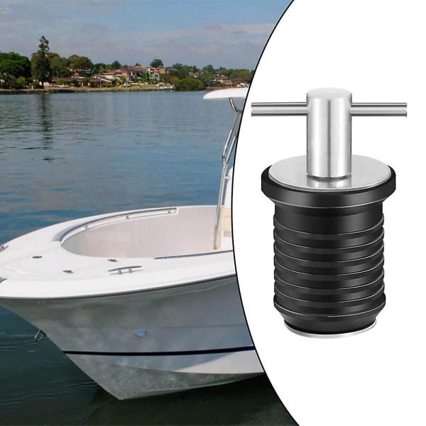 Avtappningsplugg för marin båt T-handtag Skruv Justerbar avtappningsplugg av gummidäck, silver 19 mm