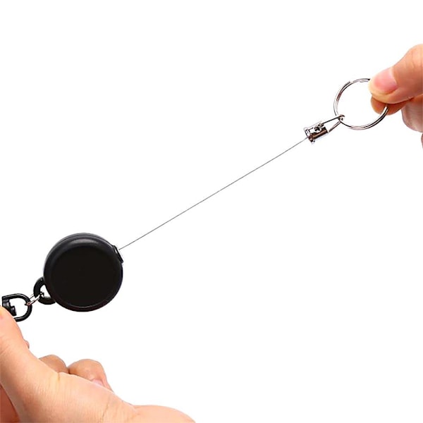 2-PACK Utdragbar Nyckelhållare / Nyckelring Jojo-funktion Black Svart
