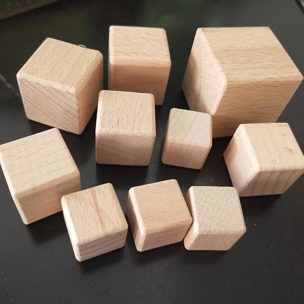 Praktisk förmåga Träblock Pedagogisk Leksak Set 10 Stycken Rounded corners 2CM