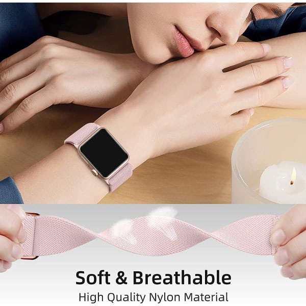 3-pack stretchiga solo loop-band kompatibla med Apple Watch Svart/Rosa Sand/Grå 38mm/40mm/41mm Black/Pink Sand/Gray 38mm/40mm/41mm