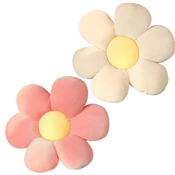 Sæde pude - SONGHUI - Marguerite - Sæt af 2 - 40x40 cm - Rosa og hvid Ros