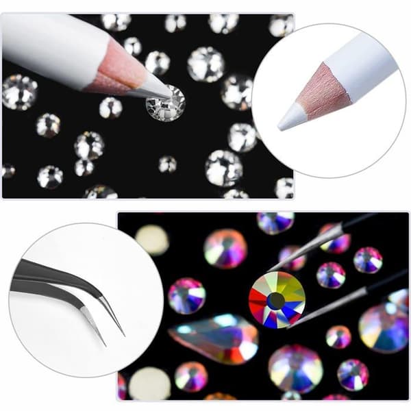 Strass kit til neglekunst (2.400 stykker) – Inkluderer en opbevaringsboks, en dotting pen og en pincet.