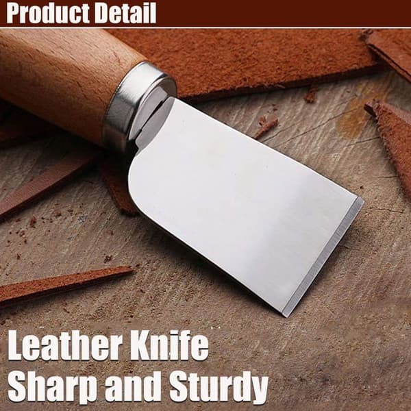 Läder skärverktyg - SONGHUI - Modell 3Cr13 - Blad 35 mm - Trähandtag - Längd 182 mm