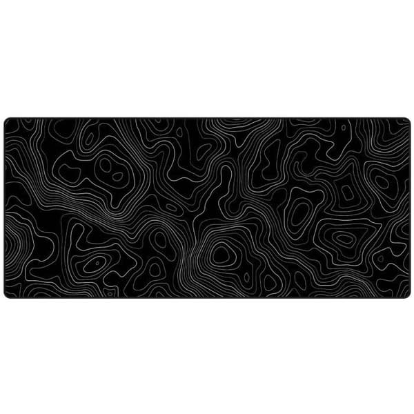 Gaming musemåtte 600 x 300 x 3 mm, vandtæt, mønster af terræn, sort.