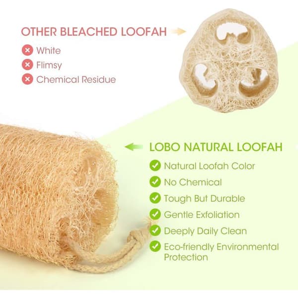 4 stk naturlige luffa brusesvampe, stor eksfolierende hel luffa svamp til daglig badning beige