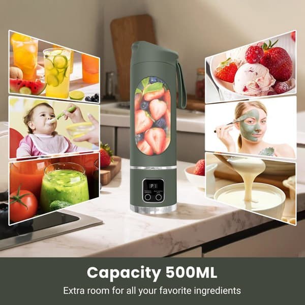 Bærbar blenderkande - SONGHUI - 500 ml - 12 rustfrie stålblade - 50 W - USB genopladelig