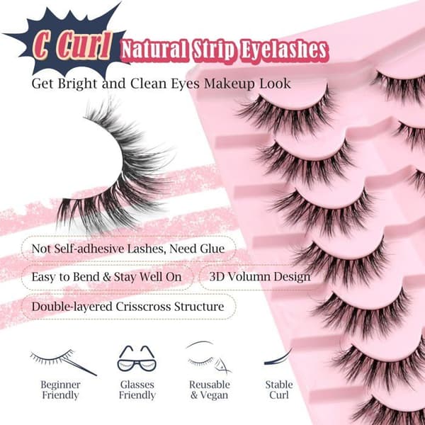 Faux fransar - SONGHUI - Tunna fransar 15 mm - 3D volym effekt - Bomullsband 0,1 mm - 7 par veganska