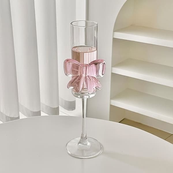 Champagneglas - S'AGRANDIR - Kristallstil - Rosa knut - Set om 4 - 170 ml