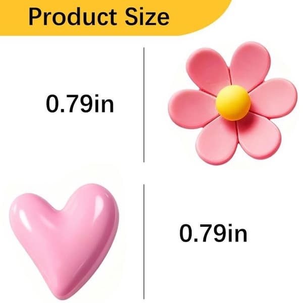 Sæt med 16 køleskabsmagneter: blomsterformer og hjerter — Søde og farverige dekorative magneter samt sjove 3D-magneter
