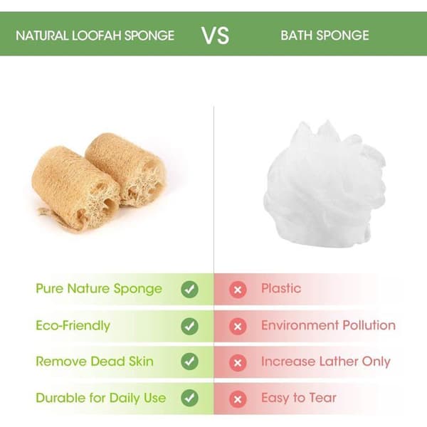 4 stk naturlige luffa brusesvampe, stor eksfolierende hel luffa svamp til daglig badning beige