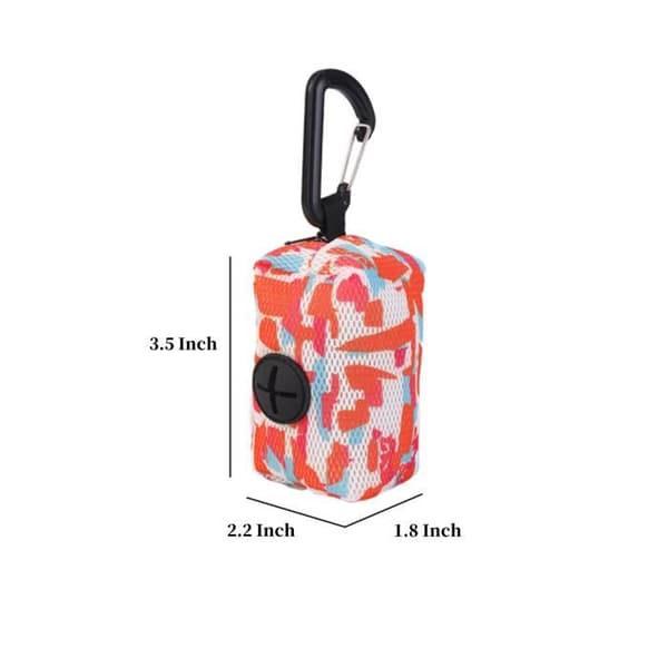 Blød mesh hundeline med affaldsposer og dispenser i slikfarver (orange)