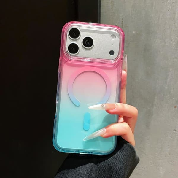 Magnetisk beskyttelsesskal til iPhone 17 Pro Max - Bicolor gradient - Rosa og blå