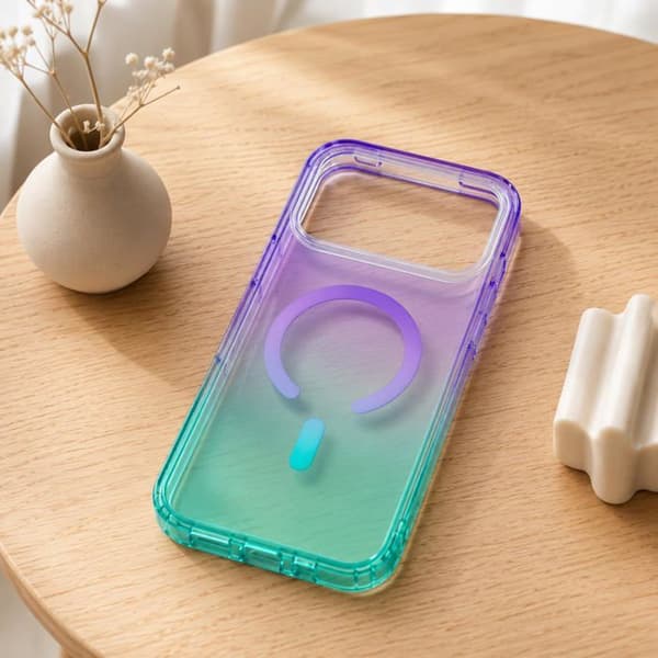 Magnetisk skal med gradient för iPhone 17 Pro - Tvåfärgad gradient - Dimma lila