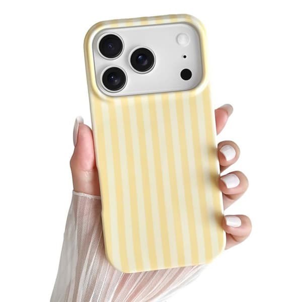 Cover til iPhone 17 Pro – Smuk stribet design, i blød TPU, tynd og stødabsorberende (Gul)