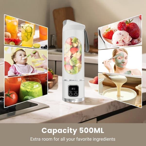 Bærbar smoothie mixer - SONGHUI - 500 ml - 12 rustfrie stålblade - 50 W - Genopladelig USB