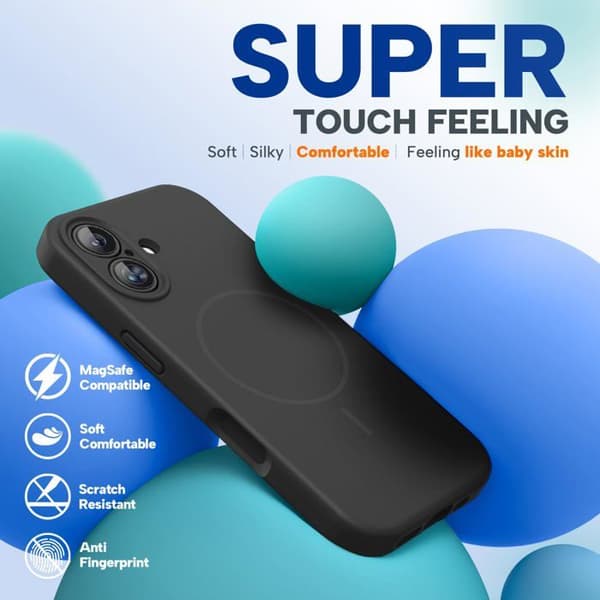 Magnetiskt skal för iPhone 17, stöttåligt och fallresistent, svart