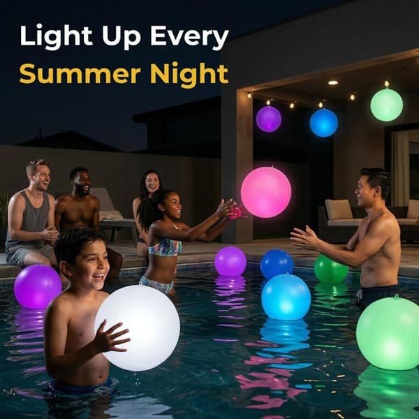 Flydende solarlamper til swimmingpool (sæt af 2) – LED lysende kugler med farveskift (35 cm / 14 tommer)