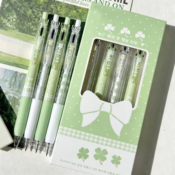 Retractable gelpen - SONGHUI - Sæt af 4 - Spids 0,5 mm - Sort blæk - Blød silikonegreb