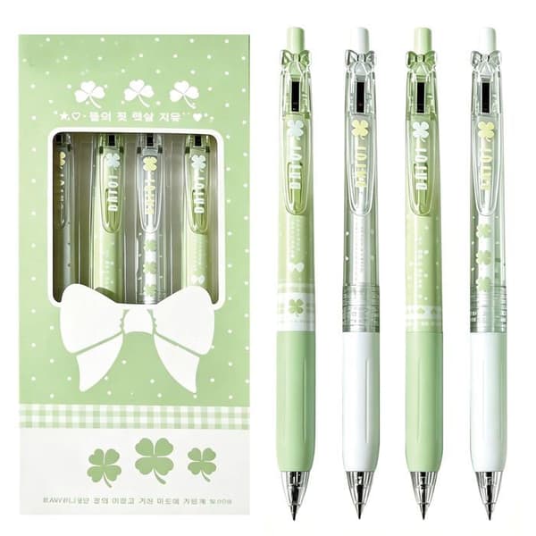 Retractable gelpen - SONGHUI - Sæt af 4 - Spids 0,5 mm - Sort blæk - Blød silikonegreb