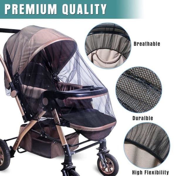 Myggnät för barnvagn (2-pack), skydd i slitstark nät, svart | Universell storlek