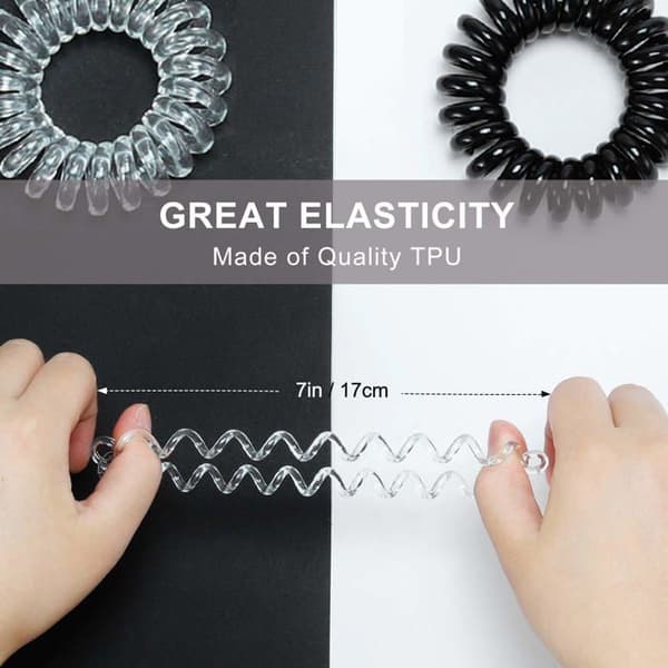 Hår elastikker spiraler - SONGHUI - Sæt af 30 - Sort & Transparent - TPU mærkefri - Diam. 3,8 cm Svart och klar